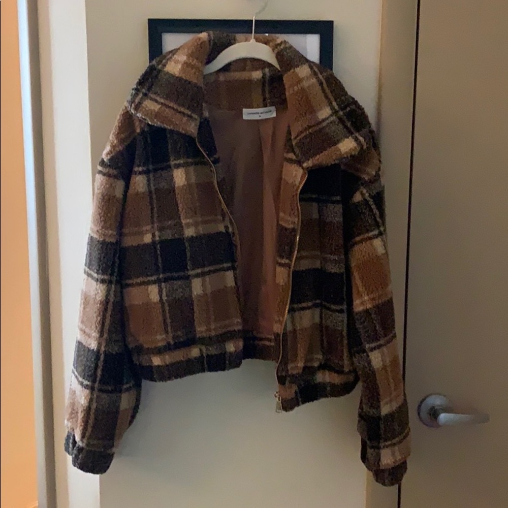 Plaid teddy coat